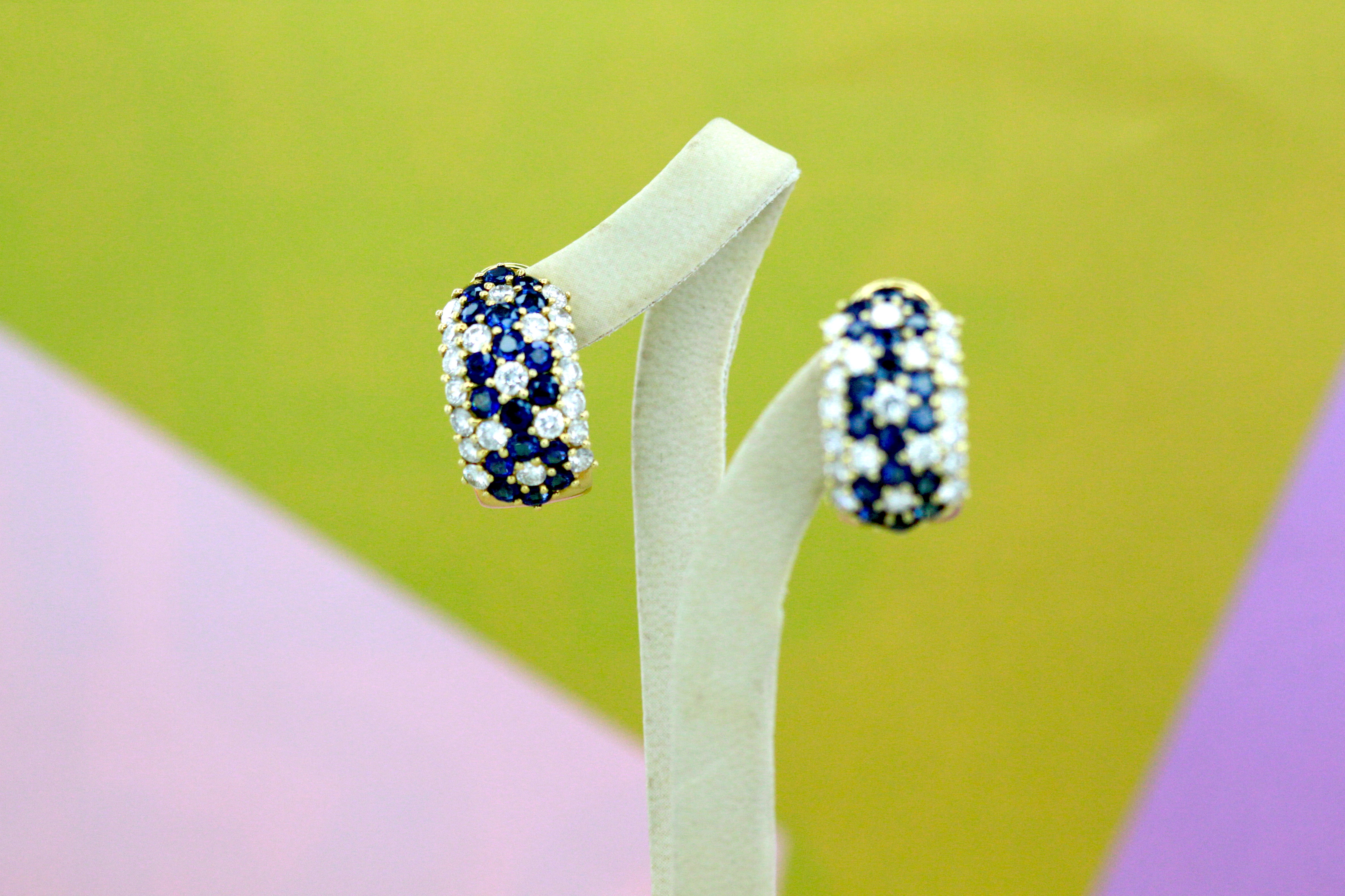 MAYORS GOLD EARRINGS WITH SAPPHIRE & BRILLIANTS