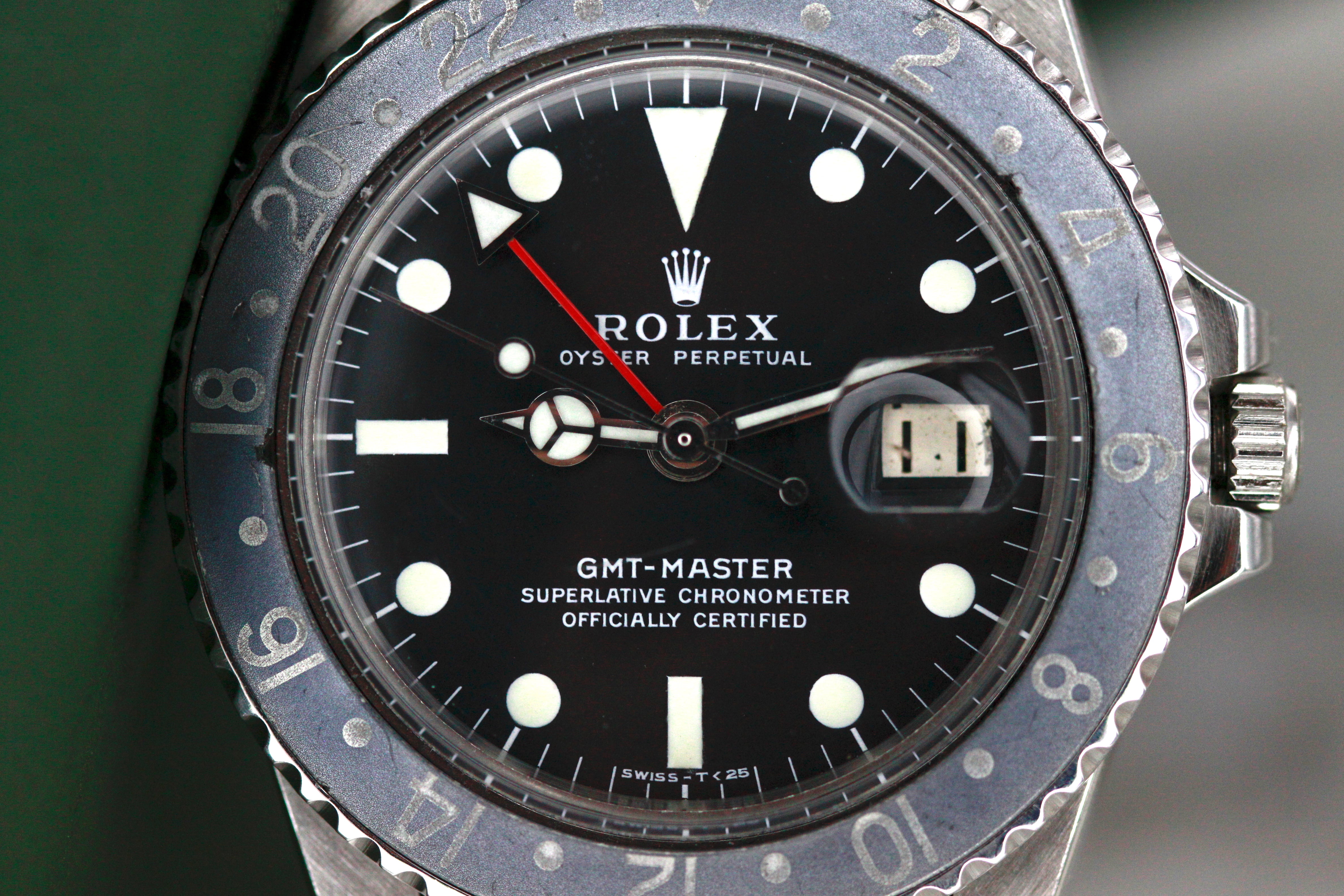 Rolex GMT ref 1675 from 1972 mk2 dial with oyster strap