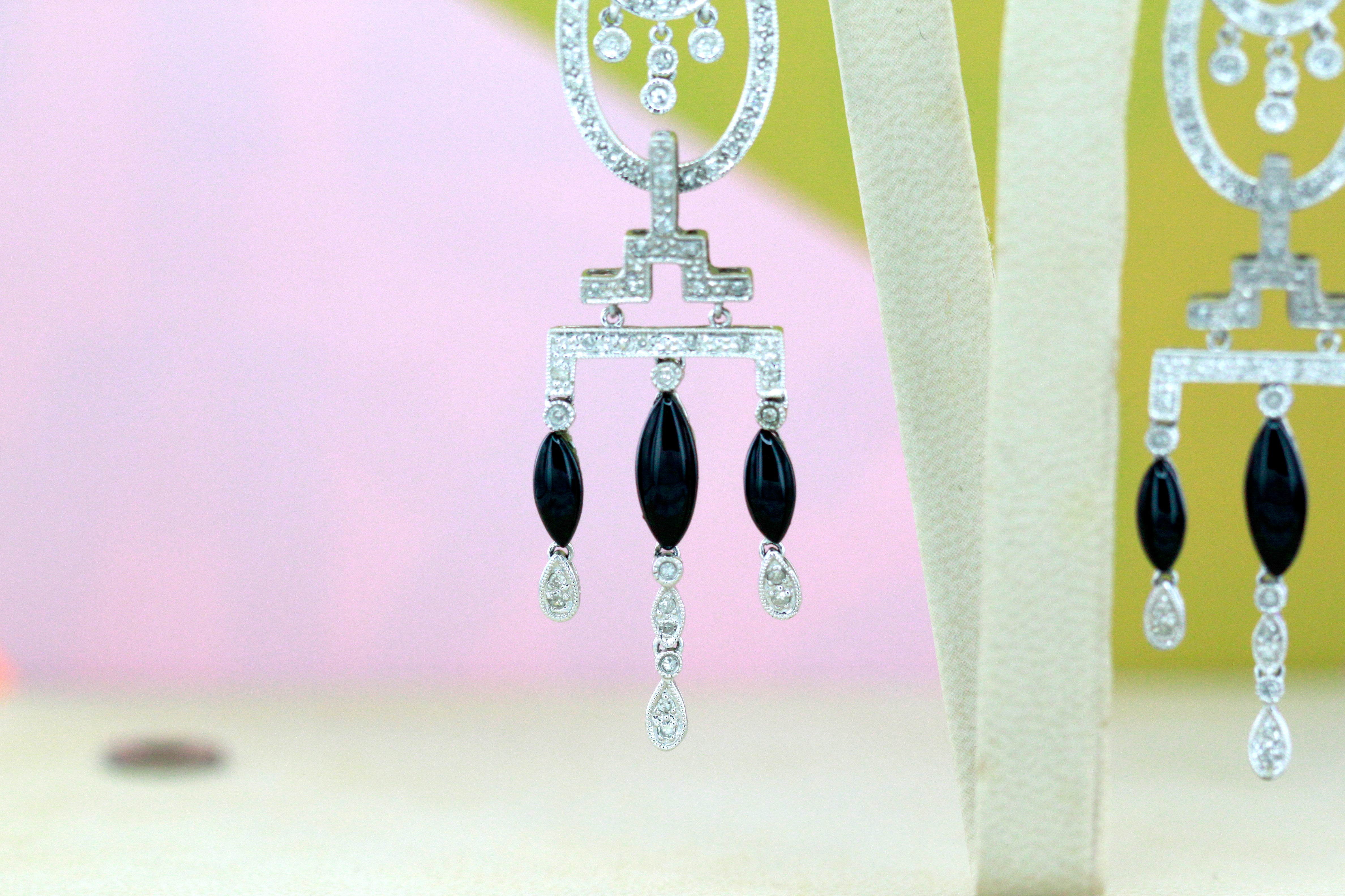 Casa Pieper Earrings with brilliants and Onix - UNIQUE PIECE