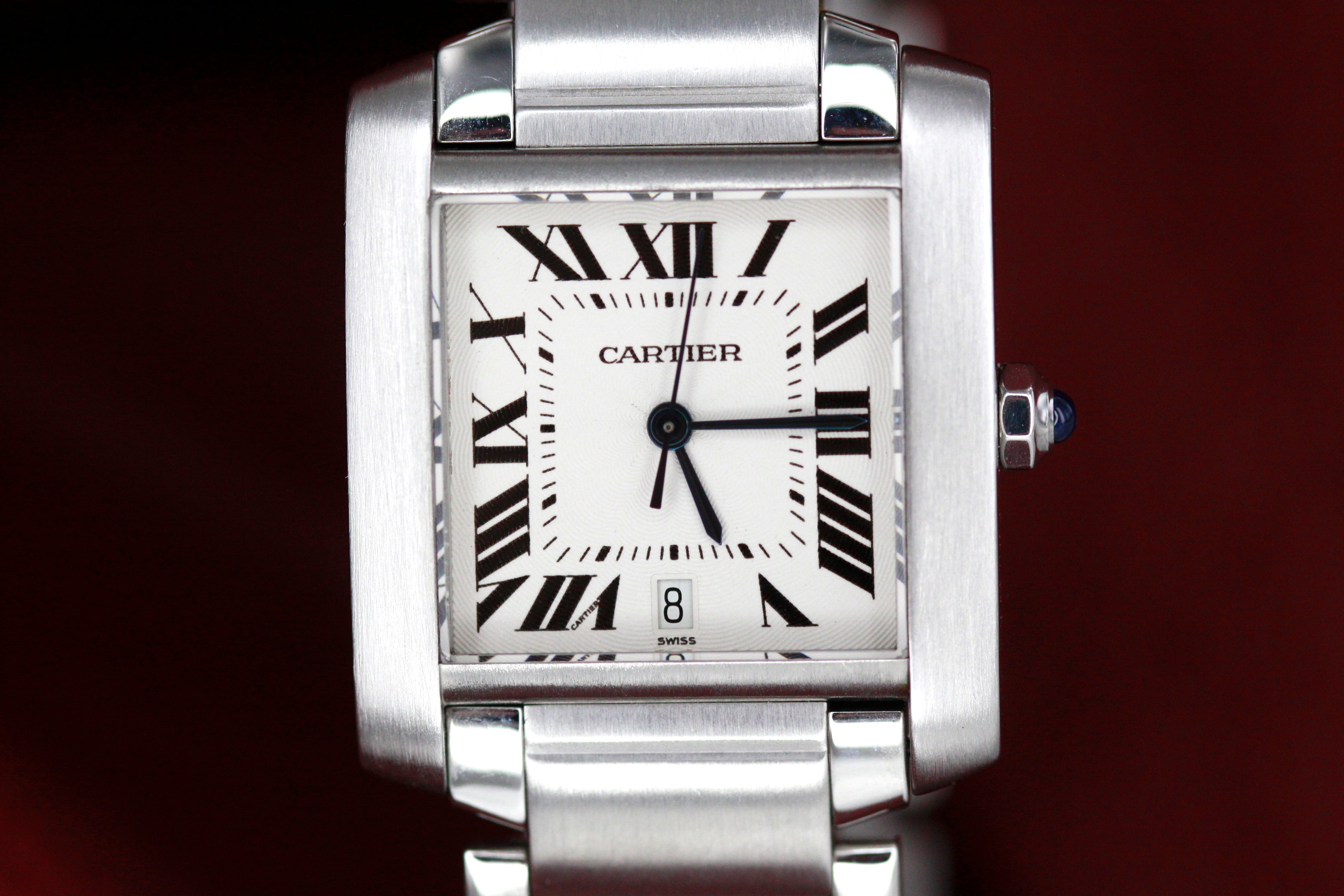 Cartier Tank Française Stainless Steel 2302 - Accredited Service 24 Months Warranty fullset Box papers 2008
